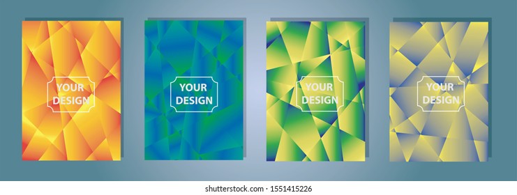 Set of colorful polygonal Vector EPS 10 illustration Gradient Background Texture. Simply geometric pattern. Template for design, banner, flyer, wallpaper, brochure, smartphone screen, mobile app. 