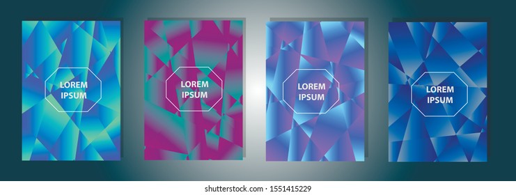 Set of colorful polygonal Vector EPS 10 illustration Gradient Background Texture. Simply geometric pattern. Template for design, banner, flyer, wallpaper, brochure, smartphone screen, mobile app. 