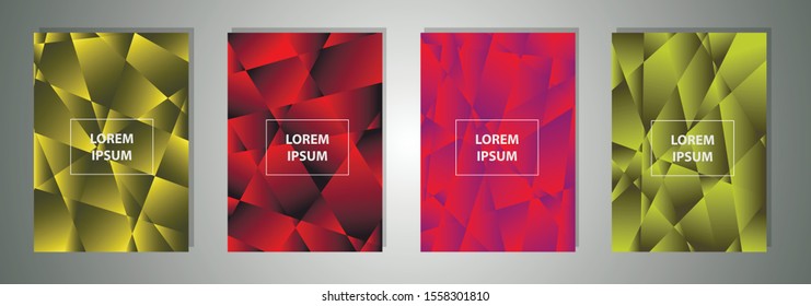 Set of colorful polygonal Vector EPS 10 illustration Gradient Background Texture. Simply geometric pattern. Template for design, banner, flyer, wallpaper, brochure, smartphone screen, mobile app. 
