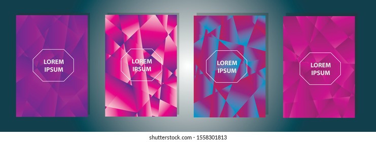 Set of colorful polygonal Vector EPS 10 illustration Gradient Background Texture. Simply geometric pattern. Template for design, banner, flyer, wallpaper, brochure, smartphone screen, mobile app. 