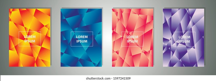 Set of colorful polygonal Vector EPS 10 illustration Gradient Background Texture. Simply geometric pattern. Template for design, banner, flyer, wallpaper, brochure, smartphone screen, mobile app. 