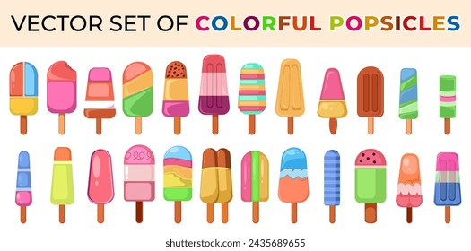 set of colorful popsicle illustrations