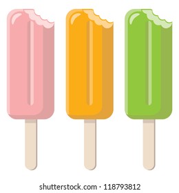 set of colorful popsicles isolated on white background