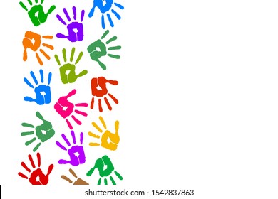 Set colorful print hands background – stock vector