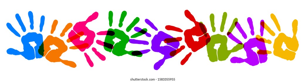 Set colorful print hands background – vector