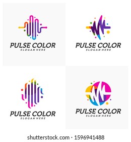 Set of Colorful Pulse Logo minimalist vector, Colorful Pulse Icon Template, Creative design