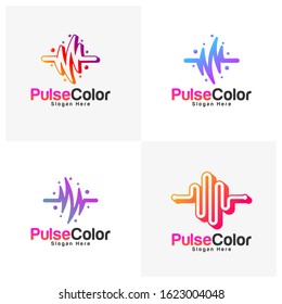 Set of Colorful Pulse Logo Template Design Vector, Creative design, Icon symbol