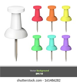 Set of colorful pushpins. Vector design 