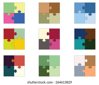 Set of colorful puzzles, vector  illustration