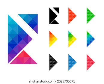 Satz bunter Pyramide oder Dreiecksform einzeln auf weißem Hintergrund. Gut für App, Web, Dekoration oder Projektelemente. Vektorgrafik.