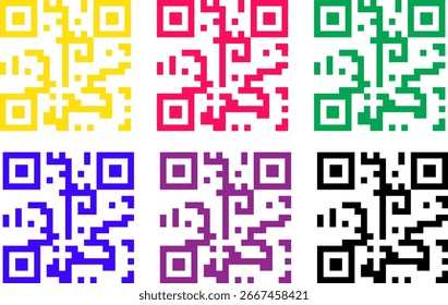 Conjunto de ícones coloridos do código QR