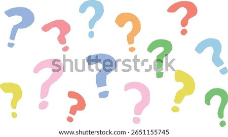 Set of colorful question mark. Hand drawn illustration vector.