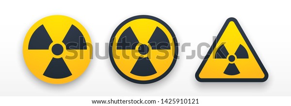 Set colorful\
radiation symbols. Radiation warning. Radiation web icons with\
shadow. Vector illustration. EPS\
10