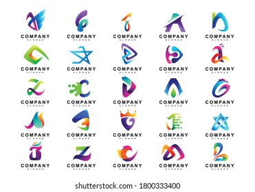 Set of Colorful Random Letters Logo