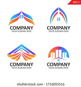 Set colorful Realestate logo collection. Suitable for studio company, technology, communication, application, software, and others.