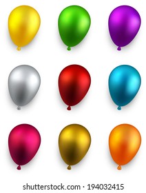 Set of colorful realistic balloons. Vector illustration. 