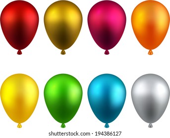 Set of colorful realistic balloons. Vector illustration. 
