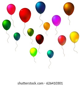 Set of colorful realistic balloons. Vector design objects isolated on white background.