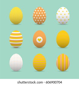 Set of colorful realistic easter eggs. Vector illustration