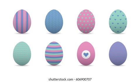Set of colorful realistic easter eggs. Vector illustration