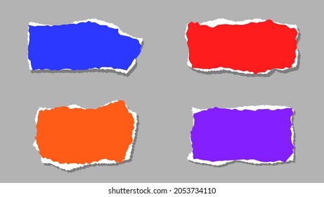 Set Of Colorful Realistic Ripped Paper Sheet Frame Banner Template	