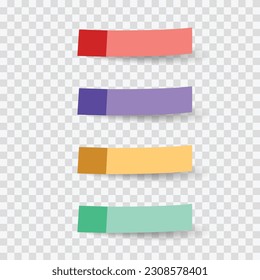 set of colorful realistic sticky note paper on a transparent background , illustration Vector EPS 10