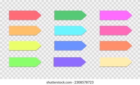 set of colorful realistic sticky note paper on a transparent background , illustration Vector EPS 10