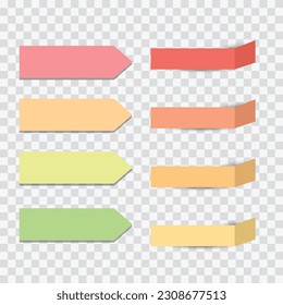set of colorful realistic sticky note paper on a transparent background , illustration Vector EPS 10