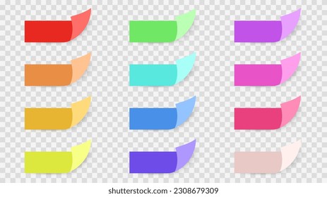 set of colorful realistic sticky note paper on a transparent background , illustration Vector EPS 10