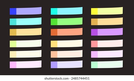 Set of colorful realistic sticky note paper, isolated on black background , illustration Vector EPS 10