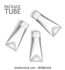 Set Of Colorful Realistic Tubes For Cosmetics Or Artistic Paint Isolated. Here Can Be Creams, Toothpaste, Gel, Sauce, Paint, Glue, Ointments, Lotions, Medicines. Use Mockup For Your Design