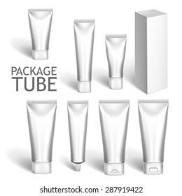 Set Of Colorful Realistic Tubes For Cosmetics Or Artistic Paint Isolated. Here Can Be Creams, Toothpaste, Gel, Sauce, Paint, Glue, Ointments, Lotions, Medicines. Use Mockup For Your Design