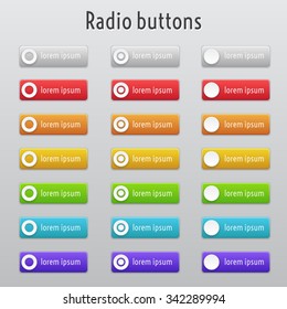 Set of colorful rectangle bar with radio buttons