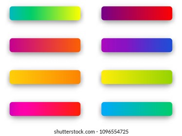 Set of colorful rectangular icon templates isolated on white background. Vector illustration.