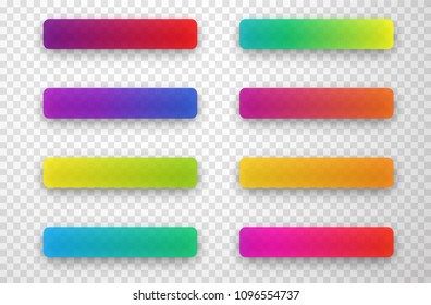 Conjunto de plantillas de iconos rectangulares coloridas aisladas en un fondo transparente. Ilustración vectorial.