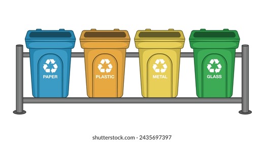 Set of colorful recycling bins. vector illustration