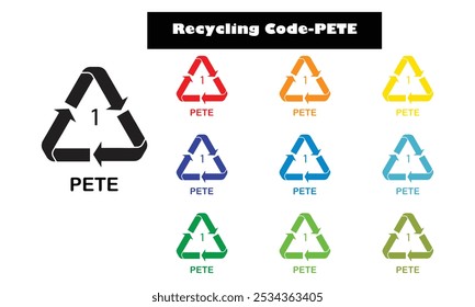 reciclaje de plástico código-PETE Vector sobre fondo blanco.