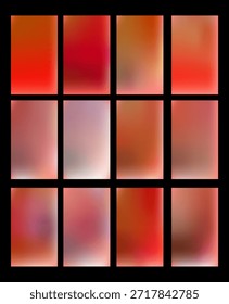 Conjunto de coloridas Plantillas de fondo degradado rojo para pantallas, ideal para carteles, Anuncios, portadas de revistas o folletos..