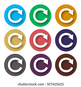 Set of colorful reload icons