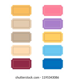 Set of colorful retro cinema tickets on the white background.Vector eps 10