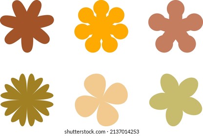 Set of colorful retro flowers. Vector illustration
