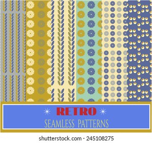 Set of colorful retro patterns with flowers