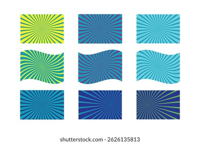 Set of Colorful Retro Radial Backgrounds