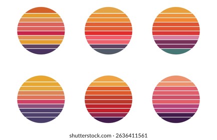 Set of Colorful Retro Sunset Backgrounds
