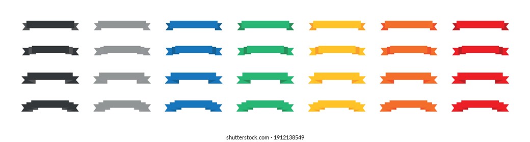 Set of colorful ribbon banners. Vector colorful ribbons. Colorful ribbons strip with bend flat design. Vector illustration.