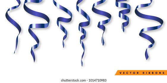 Set of colorful ribbon for celebration or party illustration. Decoration vector art isolated. Element of birthday or greeting card, holiday or anniversary.