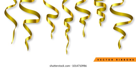 Set of colorful ribbon for celebration or party illustration. Decoration vector art isolated. Element of birthday or greeting card, holiday or anniversary.