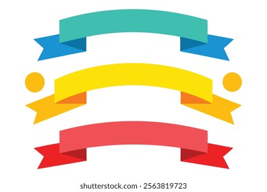 Set of Colorful Ribbons, Banners, Badges, and Labels Vector.Explore a vibrant collection of colorful ribbons, banners, badges, and labels in vector format, perfect for enhancing your designs.