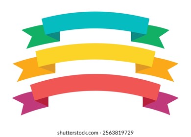 Set of Colorful Ribbons, Banners, Badges, and Labels Vector.Explore a vibrant collection of colorful ribbons, banners, badges, and labels in vector format, perfect for enhancing your designs.