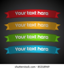 Set of colorful ribbons in dark